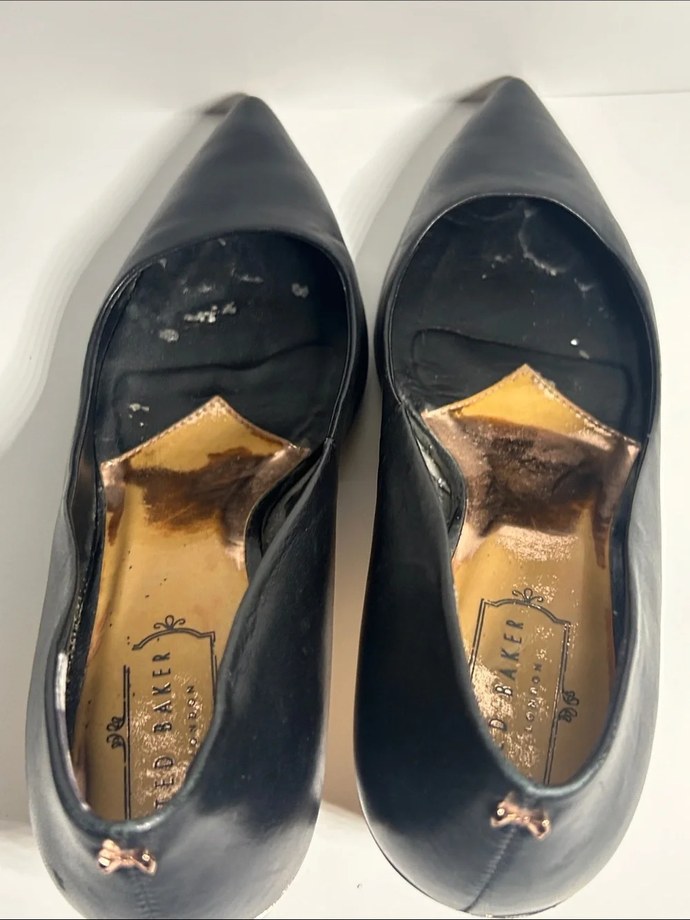 Ted Baker Black Pointed Leather Pumps with Sleek Heel